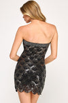 Black Scalloped Trim Dress