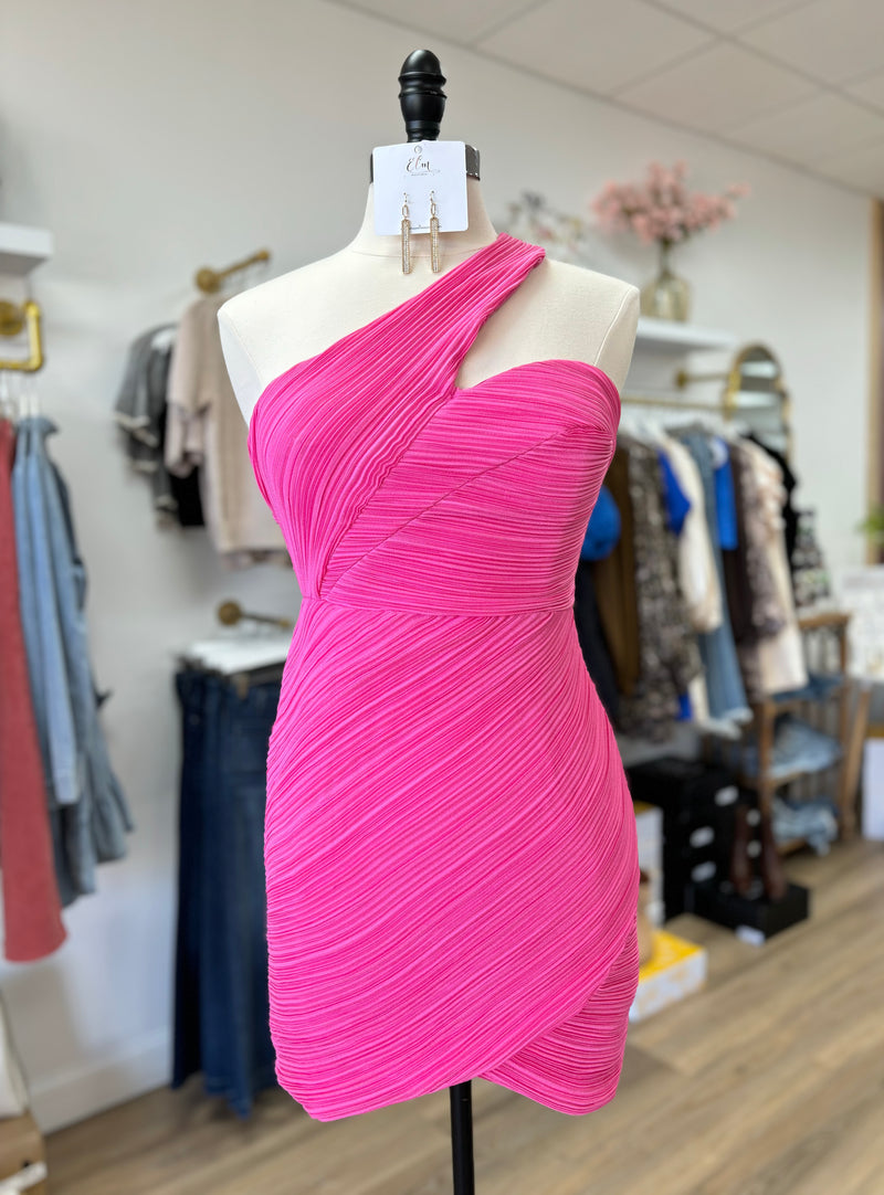 Pink Ruched Mini Dress