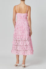 Pink Applique Midi Dress