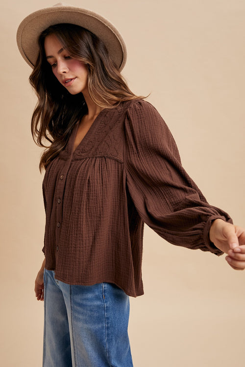 Brown Babydoll Top