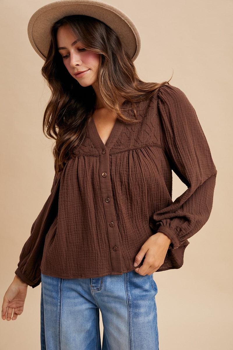 Brown Babydoll Top