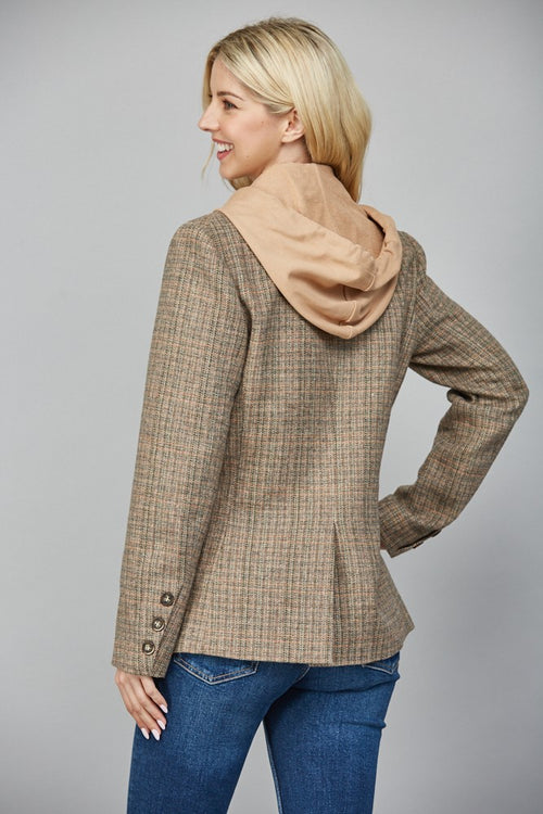 Herringbone Hooded Blazer