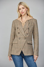 Herringbone Hooded Blazer