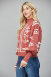 Floral Print Mock Neck Sweater