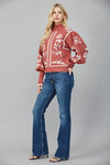 Floral Print Mock Neck Sweater