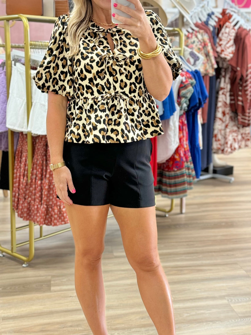 Leopard Peplum Top