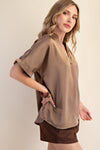 Mocha Satin Top
