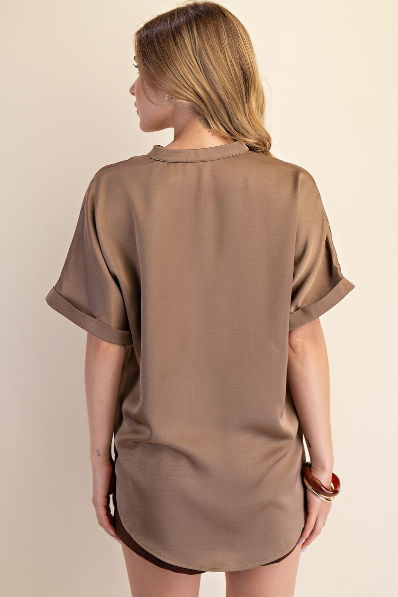 Mocha Satin Top