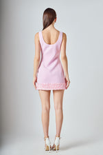 Pink Sequin Trim Dress