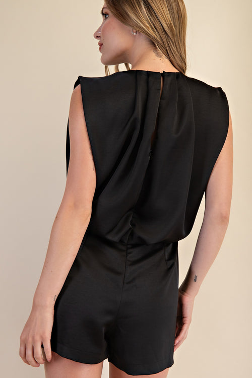 Black Satin Romper