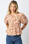Peach Floral Peplum Top