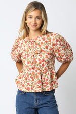 Peach Floral Peplum Top