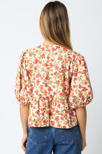 Peach Floral Peplum Top