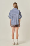 Navy Stripe Button Top