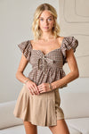 Brown Gingham Top
