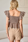 Brown Gingham Top