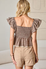 Brown Gingham Top