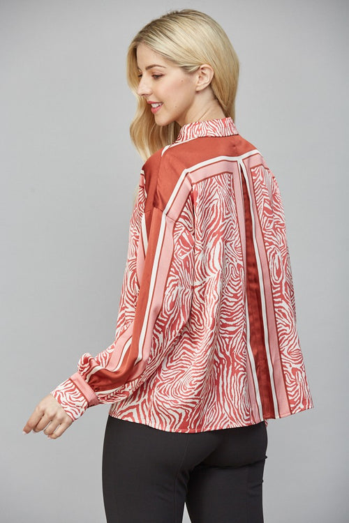 Animal Print Satin Blouse