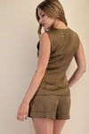 Olive Satin Romper