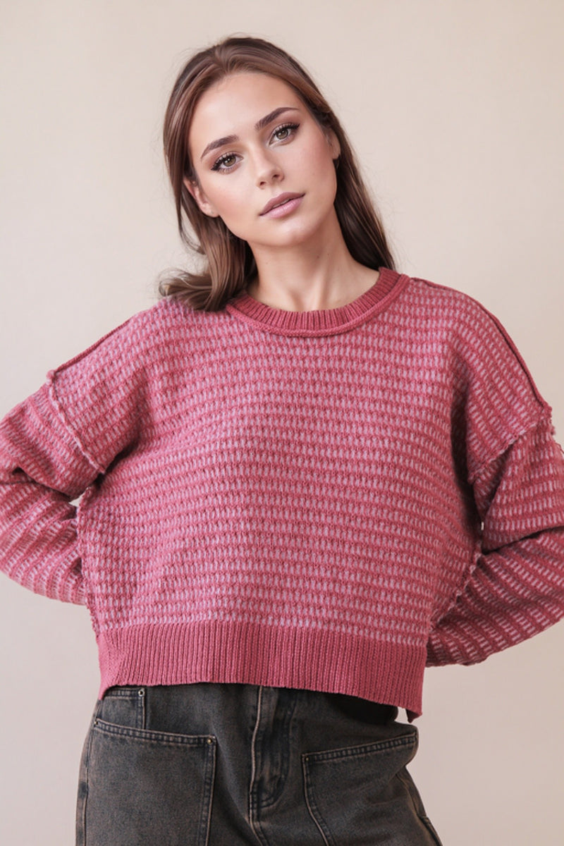 Two-Tone Cropped Sweater