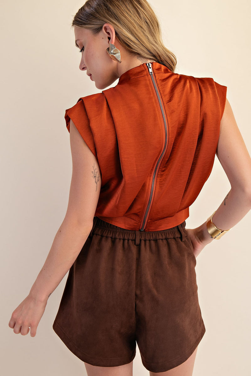 Rust Satin Top