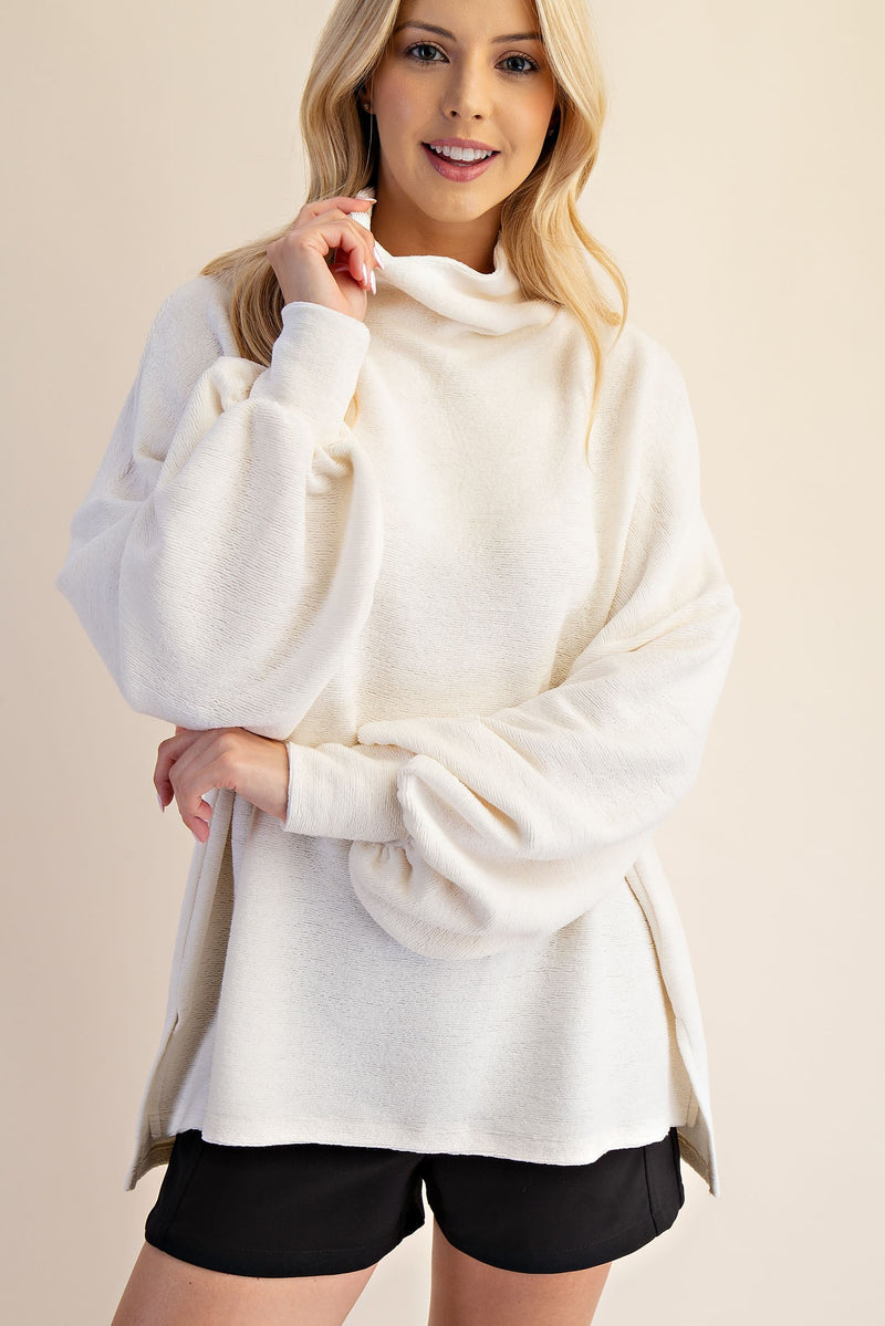 Mock Neck Solid Sweater