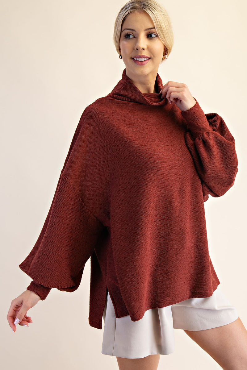 Mock Neck Solid Sweater