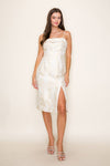 Cream/Metallic Jacquard Midi