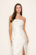 Cream/Metallic Jacquard Midi