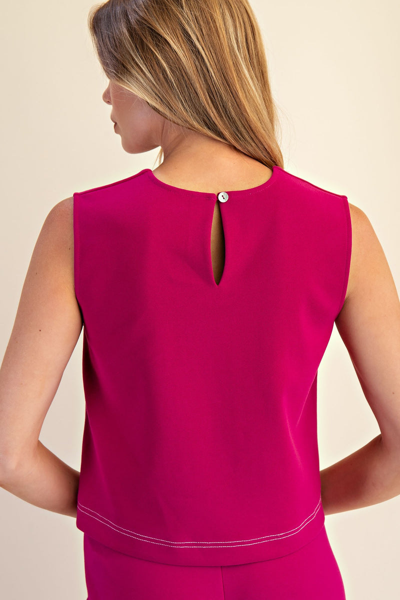 Magenta Top/Crop Pant Set