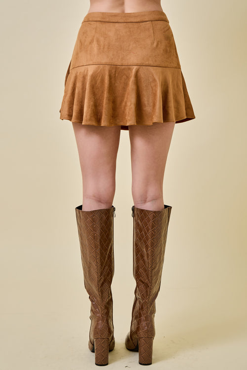 Suede Wrap Skort