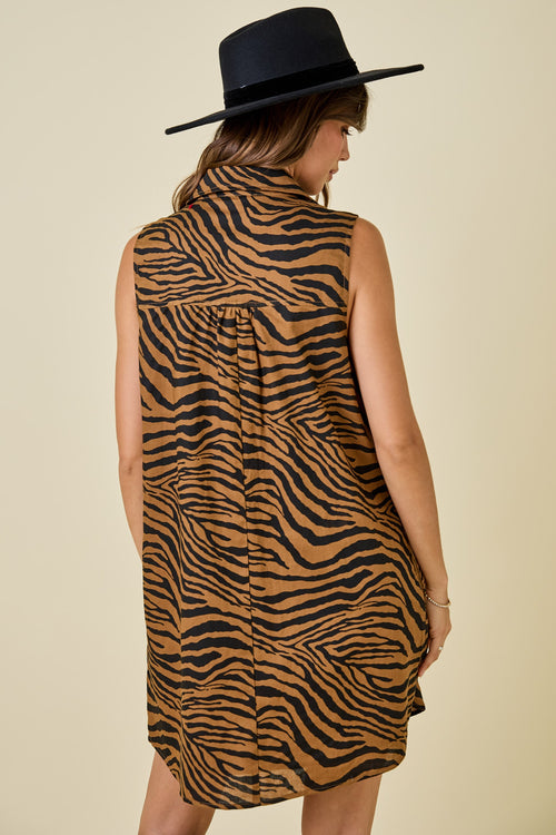 Tiger Print Shirt Dress