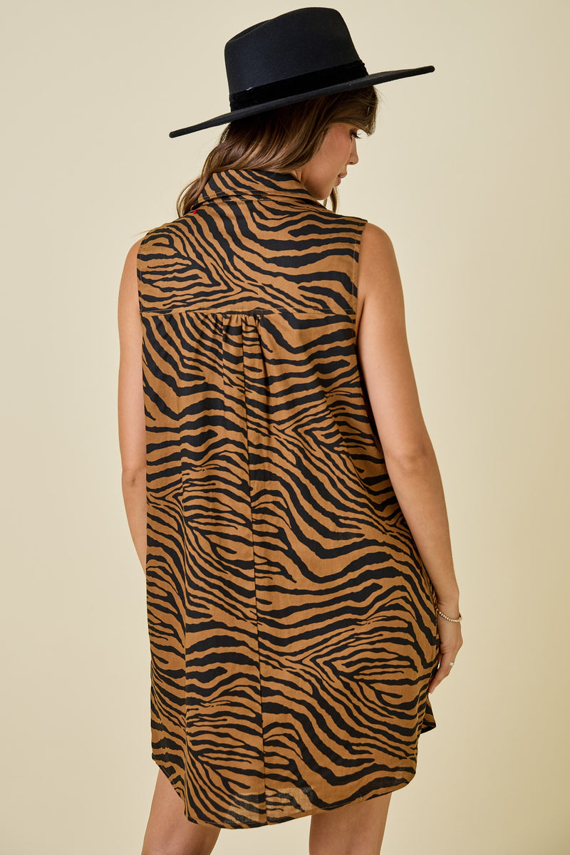 Tiger Print Shirt Dress