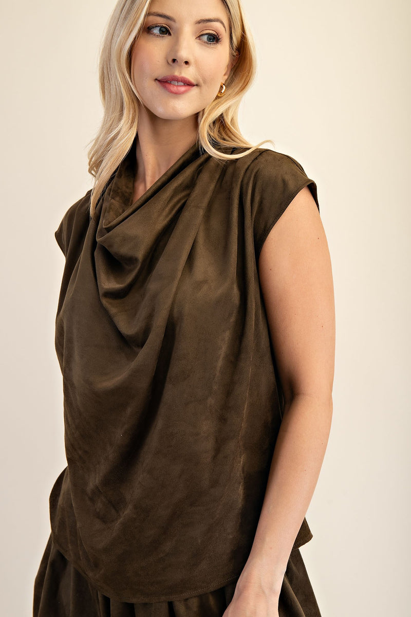 Olive Suede Top/Skort Set