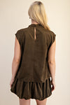 Olive Suede Top/Skort Set