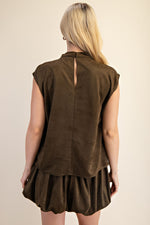 Olive Suede Top/Skort Set