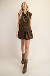 Olive Suede Top/Skort Set