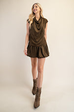 Olive Suede Top/Skort Set