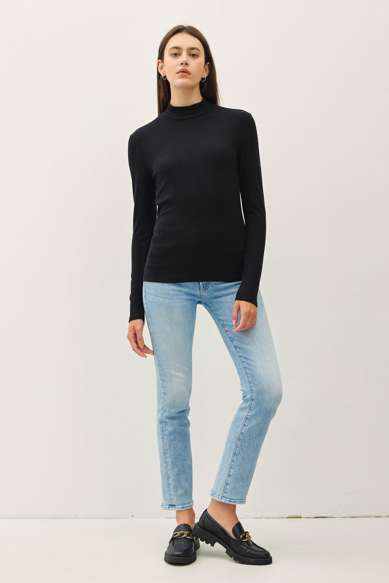 Black Turtleneck Knit Top