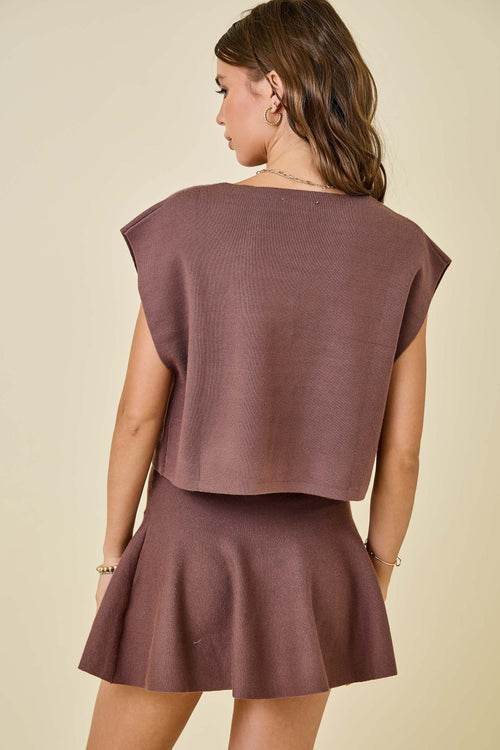 Brown Top/Mini Skirt Set