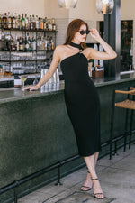 Black Halter Midi Dress