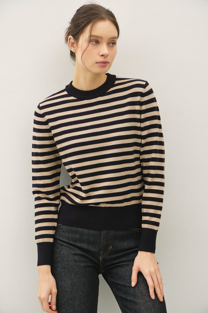Black/Taupe Stripe Sweater