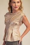 Metallic Peplum Top