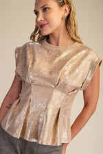 Metallic Peplum Top