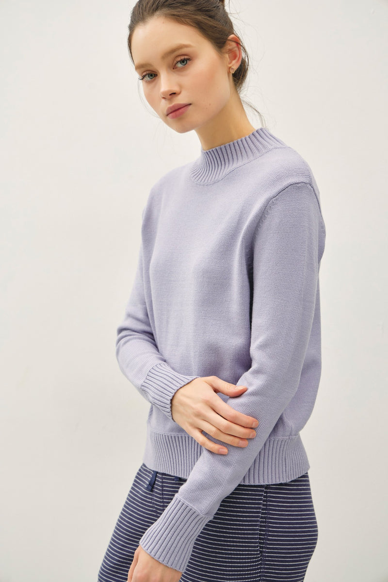 Mock Neck Blue Sweater