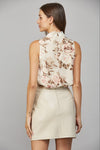 Cream Floral Mock Neck Top