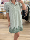 Green/Cream Stripe Dress