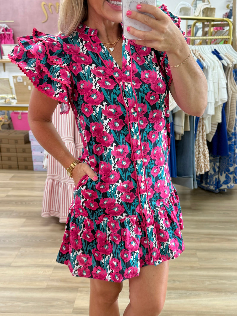 Floral Button Front Dress