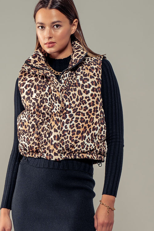 Leopard Puffer Vest