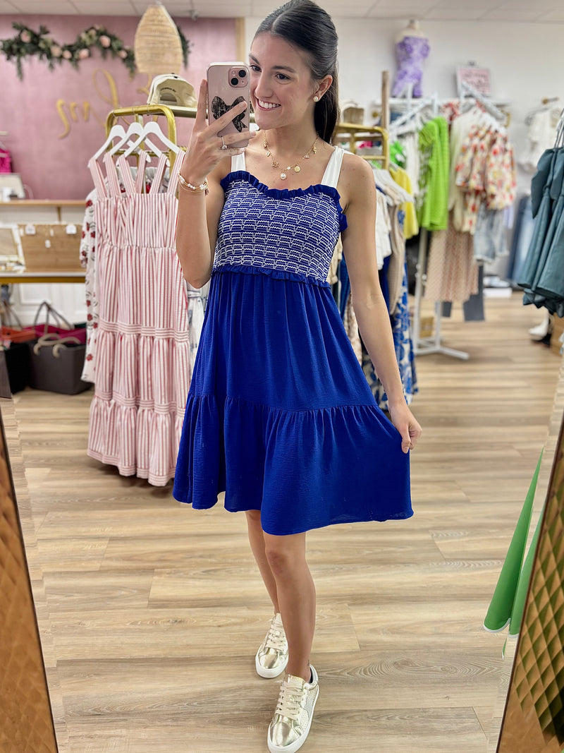 Royal Blue Tiered Dress